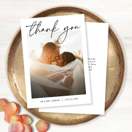 Moderne Elegante Eenvoudige Stijlvolle Script Foto Bedankkaart