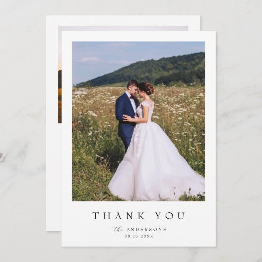 Moderne Elegante Eenvoudige Trouwbedankkaart Bedankkaart (Voorkant / Achterkant)