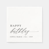 Moderne Elegante Eenvoudige Verjaardag Script Servet (Voorkant)