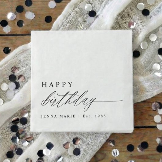 Moderne Elegante Eenvoudige Verjaardag Script Servet