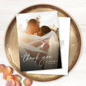 Moderne Elegante Eenvoudige Verticale Fotobruiloft Bedankkaart