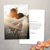 Moderne Elegante Eenvoudige Verticale Fotobruiloft Bedankkaart