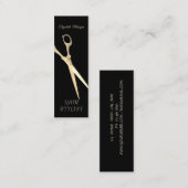 Moderne Elegante Eenvoudige Vlakte, Gouden Schaar  Mini Visitekaartje (Voorkant / Achterkant)