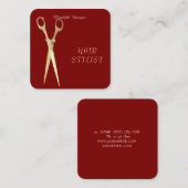 Moderne Elegante Eenvoudige Vlakte, Gouden Schaar  Vierkante Visitekaartje (Voorkant / Achterkant)