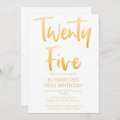 Moderne Elegante Eenvoudige Witte 25e Verjaardagsf Kaart (Voorkant / Achterkant)