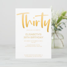 Moderne Elegante Eenvoudige Witte 30e Verjaardagsf