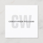 Moderne Elegante Eenvoudige Witte Monogram Consult Vierkante Visitekaartje (Voorkant)