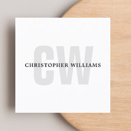 Moderne Elegante Eenvoudige Witte Monogram Consult Vierkante Visitekaartje