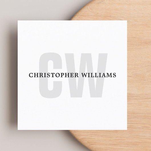 Moderne Elegante Eenvoudige Witte Monogram Consult Vierkante Visitekaartje