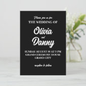 Moderne Elegante Eenvoudige Zwart-Wit Huwelijk Kaart (Staand voorkant)