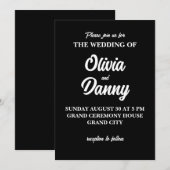 Moderne Elegante Eenvoudige Zwart-Wit Huwelijk Kaart (Voorkant / Achterkant)