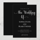 Moderne Elegante Eenvoudige Zwart-Wit Huwelijk Kaart (Voorkant / Achterkant)