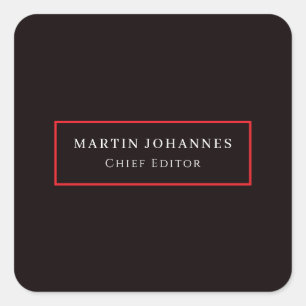 Moderne Elegante Eenvoudige Zwarte Minimalist Vierkante Sticker