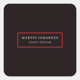 Moderne Elegante Eenvoudige Zwarte Minimalist Vierkante Sticker