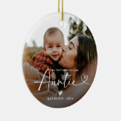 Moderne elegante eerste kerst als tante foto keramisch ornament (Rechts)