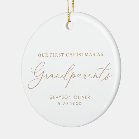 Moderne Elegante Eerste Kerstmis als Grootouders Keramisch Ornament (Links)