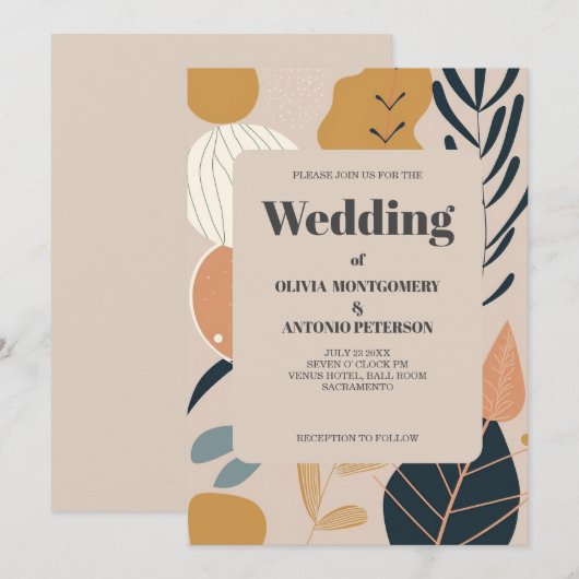 Moderne Elegante Esthetische Boho Patroon Bruiloft Kaart (Voorkant / Achterkant)