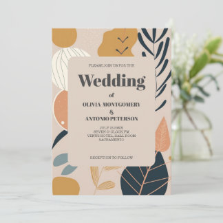 Moderne Elegante Esthetische Boho Patroon Huwelijk Kaart
