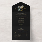 Moderne elegante Eucalyptus Ampersand bruiloft All In One Uitnodiging (Binnen)