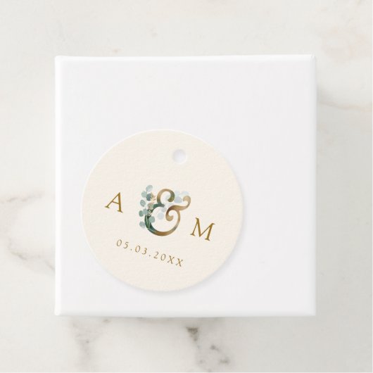 Moderne elegante Eucalyptus Ampersand bruiloft Bedankjes Labels (In situ)