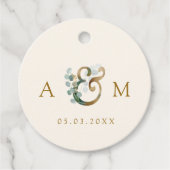 Moderne elegante Eucalyptus Ampersand bruiloft Bedankjes Labels (Voorkant)