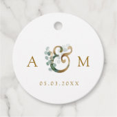 Moderne elegante Eucalyptus Ampersand bruiloft Bedankjes Labels (Voorkant)