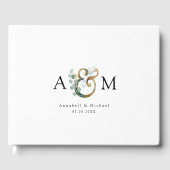 Moderne elegante Eucalyptus Ampersand bruiloft Gastenboek (Voorkant)