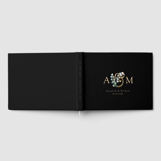 Moderne elegante Eucalyptus Ampersand bruiloft ser Gastenboek (Volledig)