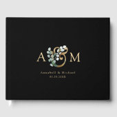 Moderne elegante Eucalyptus Ampersand bruiloft ser Gastenboek (Voorkant)