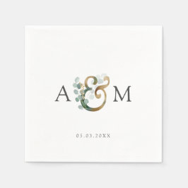 Moderne elegante Eucalyptus Ampersand bruiloft Servet