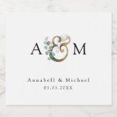 Moderne elegante Eucalyptus Ampersand bruiloft Sparkling Wijnetiket (Enkel label)