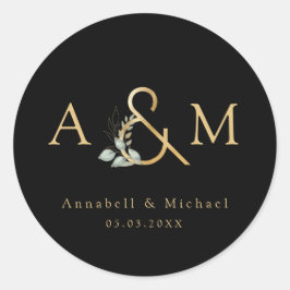 Moderne, elegante eucalyptus ampersand ronde sticker