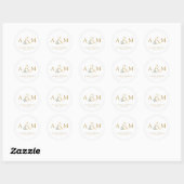 Moderne, elegante eucalyptus ampersand ronde sticker (Vel)