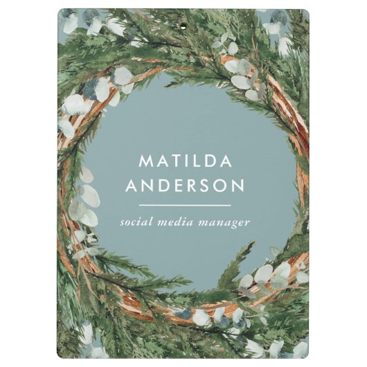 Moderne elegante eucalyptus botanische krans klembord (Achterkant)