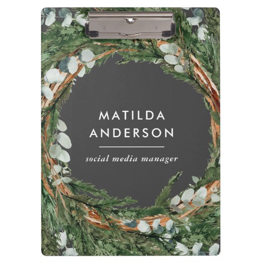 Moderne elegante eucalyptus botanische krans klembord (Voorkant)