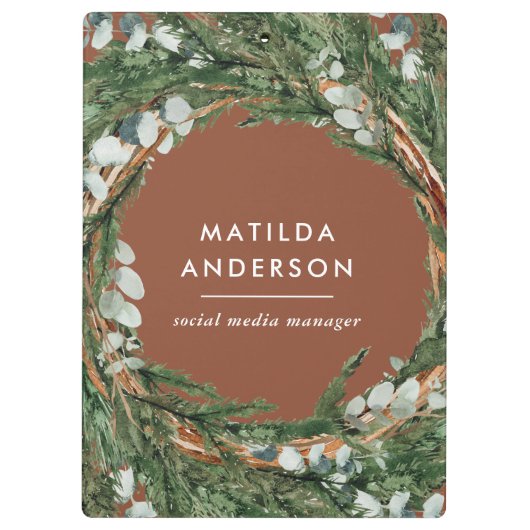 Moderne elegante eucalyptus botanische krans klembord (Achterkant)