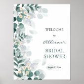 Moderne elegante eucalyptus bruidsdouche welkom p poster (Voorkant)