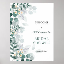 Moderne elegante eucalyptus bruidsdouche welkom p poster