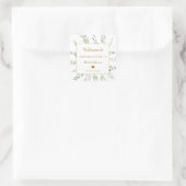 Moderne, elegante eucalyptus bruidsshower vierkante sticker (Tas)