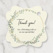 Moderne Elegante Eucalyptus Bruiloft Bedankjes Labels (Achterkant)