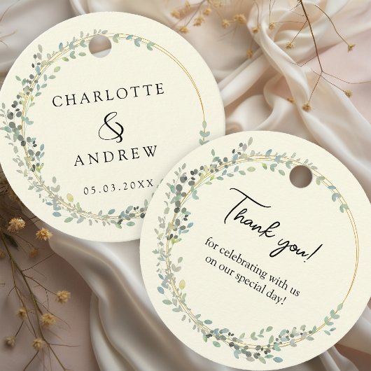 Moderne Elegante Eucalyptus Bruiloft Bedankjes Labels