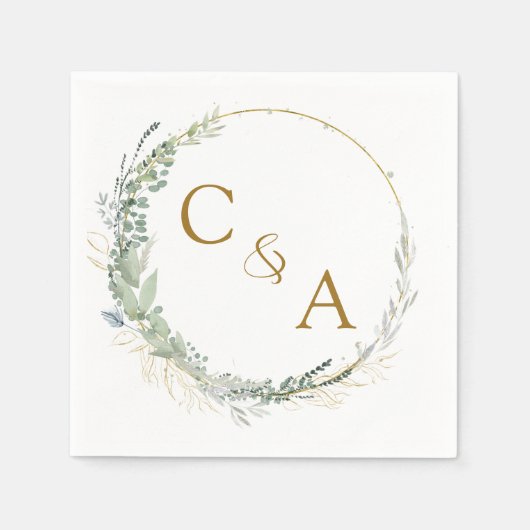 Moderne, elegante eucalyptus bruiloft servetten (Voorkant)