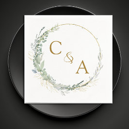 Moderne, elegante eucalyptus bruiloft servetten