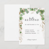 Moderne, elegante eucalyptus glans RSVP kaart (Voorkant / Achterkant)