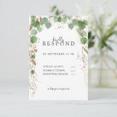 Moderne, elegante eucalyptus glitter RSVP-kaart RSVP Kaartje (Staand voorkant)