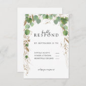 Moderne, elegante eucalyptus glitter RSVP-kaart RSVP Kaartje (Voorkant / Achterkant)