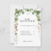Moderne, elegante eucalyptus glitter RSVP-kaart