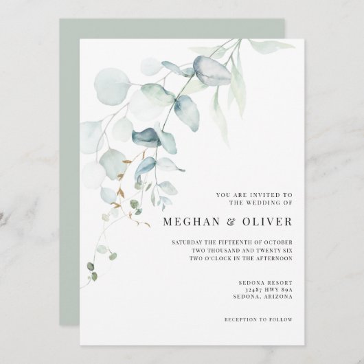 Moderne elegante Eucalyptus groen Kaart (Voorkant / Achterkant)