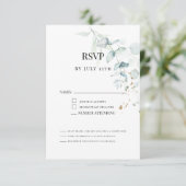 Moderne Elegante Eucalyptus Groene Maaltijdkeuze RSVP Kaartje (Staand voorkant)