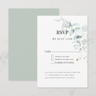 Moderne Elegante Eucalyptus Groene Maaltijdkeuze RSVP Kaartje